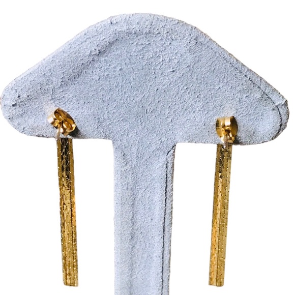 Vintage 80’s Costume Gold Tone Cascading Tassel Fringe 2 Inch Post Earrings - Picture 3 of 10